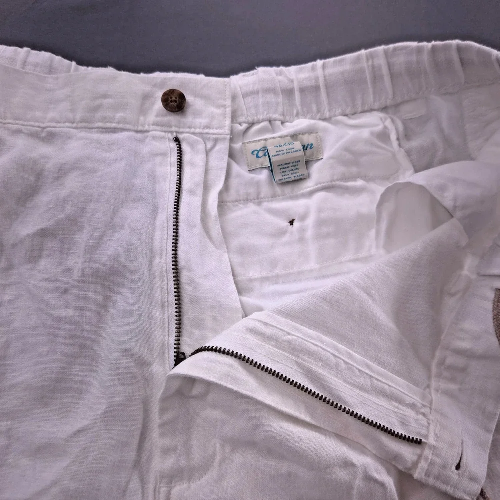Roundtree & Yorke Caribbean 46 x 29‎ 100% Linen Drawstring White Pants Beach New